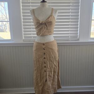 Tan Two Piece Skirt And Top